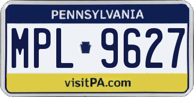 PA license plate MPL9627