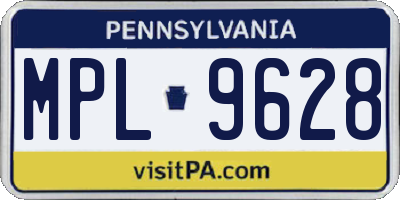 PA license plate MPL9628