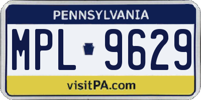 PA license plate MPL9629