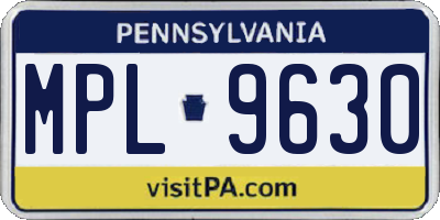 PA license plate MPL9630