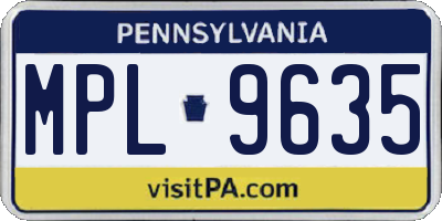 PA license plate MPL9635