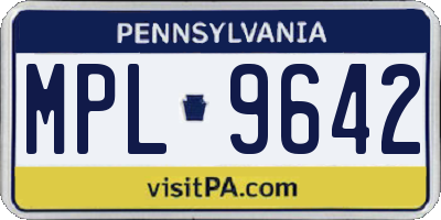 PA license plate MPL9642