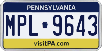 PA license plate MPL9643