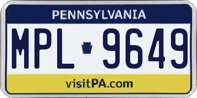 PA license plate MPL9649