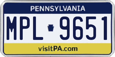PA license plate MPL9651