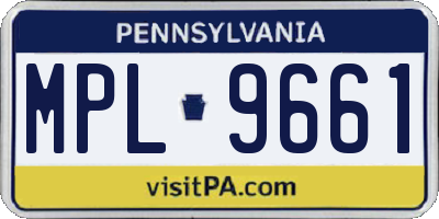 PA license plate MPL9661