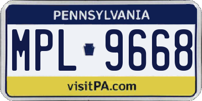 PA license plate MPL9668