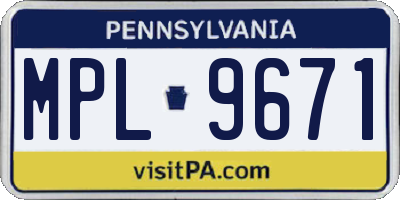PA license plate MPL9671