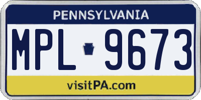 PA license plate MPL9673