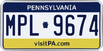 PA license plate MPL9674