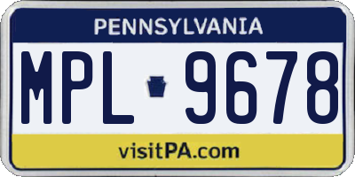 PA license plate MPL9678