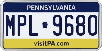 PA license plate MPL9680