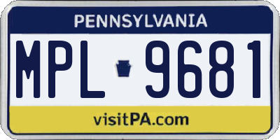 PA license plate MPL9681