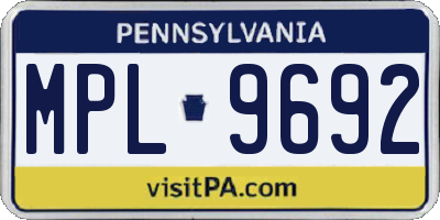 PA license plate MPL9692