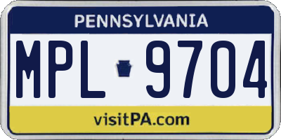 PA license plate MPL9704