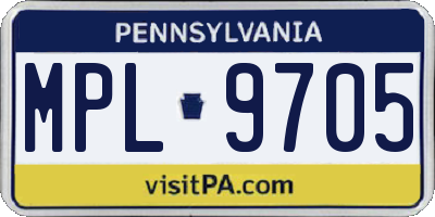 PA license plate MPL9705
