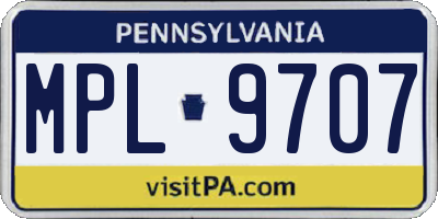 PA license plate MPL9707