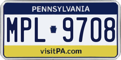 PA license plate MPL9708
