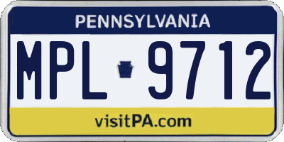 PA license plate MPL9712