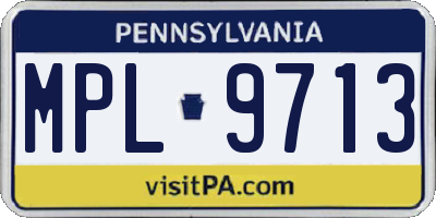 PA license plate MPL9713