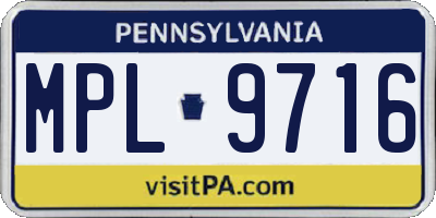 PA license plate MPL9716