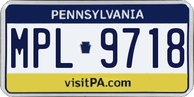 PA license plate MPL9718