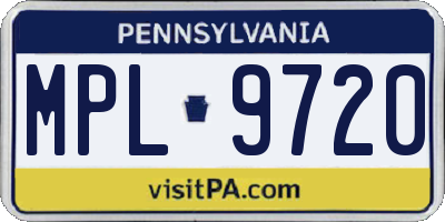 PA license plate MPL9720