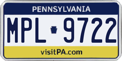 PA license plate MPL9722