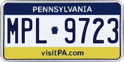 PA license plate MPL9723