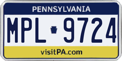 PA license plate MPL9724