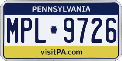 PA license plate MPL9726