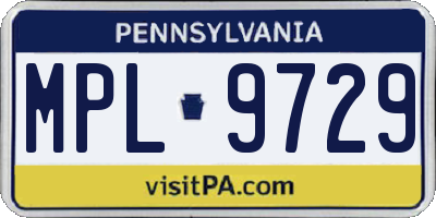 PA license plate MPL9729