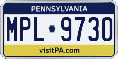 PA license plate MPL9730