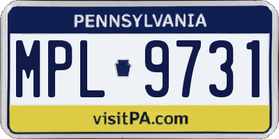 PA license plate MPL9731