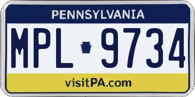 PA license plate MPL9734