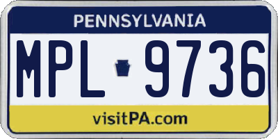 PA license plate MPL9736