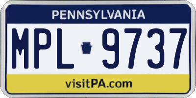 PA license plate MPL9737