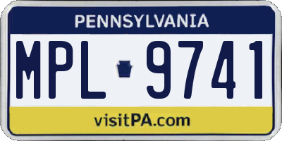 PA license plate MPL9741
