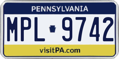 PA license plate MPL9742