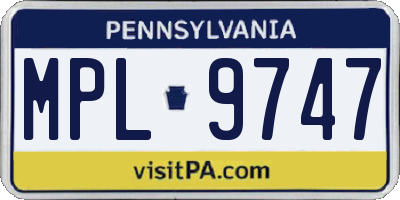 PA license plate MPL9747