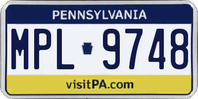 PA license plate MPL9748