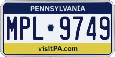 PA license plate MPL9749