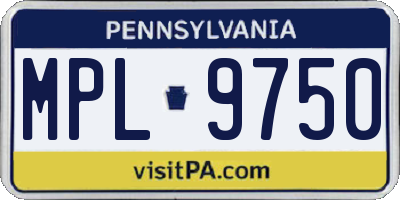 PA license plate MPL9750