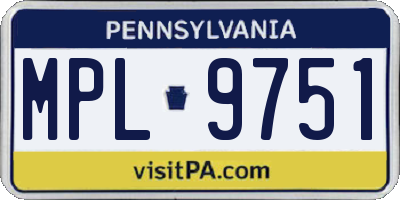PA license plate MPL9751