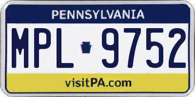 PA license plate MPL9752
