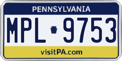 PA license plate MPL9753