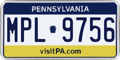 PA license plate MPL9756