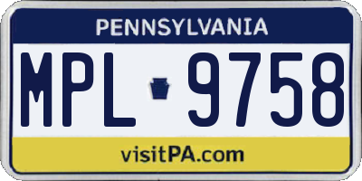 PA license plate MPL9758