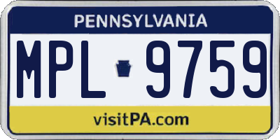 PA license plate MPL9759