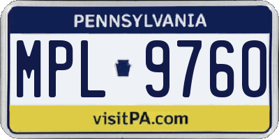 PA license plate MPL9760